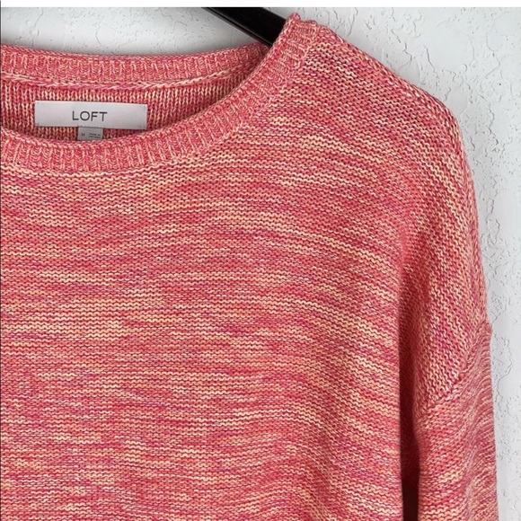 NWT LOFT Size L Marled Elliptical Hem Sweater Pink - Picture 6 of 6